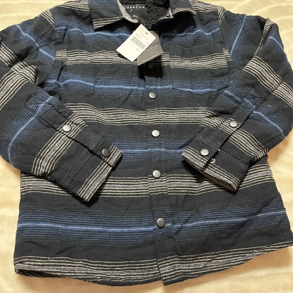 Capsule Kids Black and Blue Striped Jacket Medium